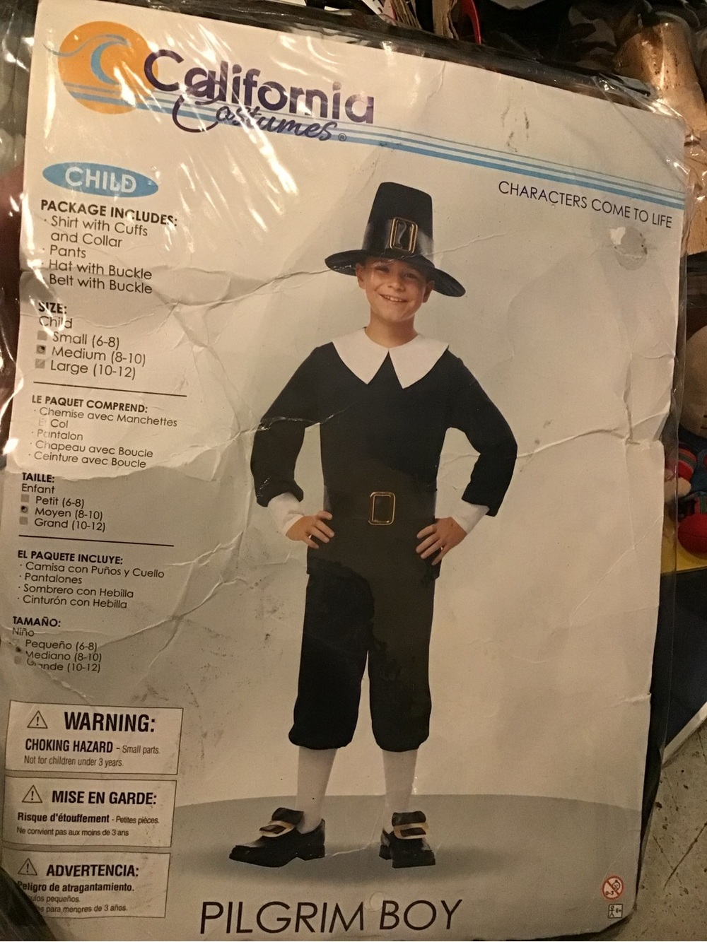 Pilgrim boy California costumes child size medium 8/10 -preowned